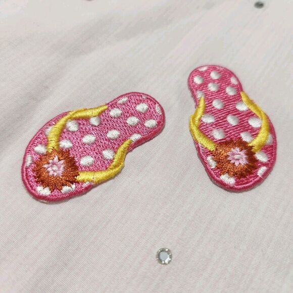 Mili Design Blouse Embroidered Beach Sandals Bikini Rhinestones Size Medium - Picture 5 of 15